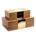 Ver imagem 1 de Conjunto 2 Caixas de Madeira com Detalhe em Metal Dourado FR0078 BTC