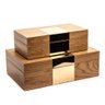 Conjunto 2 Caixas de Madeira com Detalhe em Metal Dourado FR0078 BTC - 1
