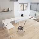 Ver imagem 1 de Kit 2 Mesas de Escritório em L Estilo Industrial 1,50mx1,50m Kuadra