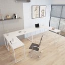 Ver imagem 1 de Conjunto 2 Mesas de Escritório em L Estilo 1,50MX1, Kuadra 150cm Branco