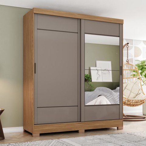Guarda Roupa Solteiro 2 Portas Deslizantes 2 Gavetas B74 Briz