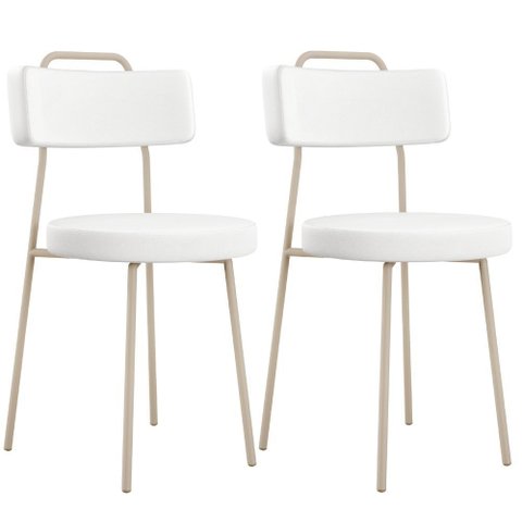 Kit 02 Cadeiras Decorativas Estofada Sala Jantar Barcelona Arena L02 Facto Branco - Lyam