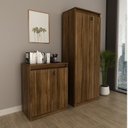 Ver imagem 1 de Kit 2 Peças Armário Escritório com 2 Portas com Chave, Balcão para Escritório com Chave e 2 Portas