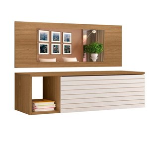 Penteadeira Simples Suspensa com Espelho Nature Branco Joy Peternella