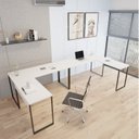 Ver imagem 1 de Kit 2 Mesas de Escritório em L Estilo Industrial 1,50mx1,50m Kuadra