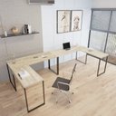 Ver imagem 1 de Conjunto 2 Mesas de Escritório em L Estilo 1,50MX1, Kuadra 150cm Carvalho Marrom