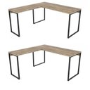 Ver imagem 2 de Kit 2 Mesas de Escritório em L Estilo Industrial 1,50mx1,50m Kuadra