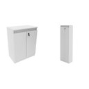 Ver imagem 2 de Kit 2 Peças Armário Escritório com 2 Portas com Chave, Balcão para Escritório com Chave e 2 Portas Branco