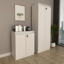 Ver imagem 1 de Kit 2 Peças Armário Escritório com 2 Portas com Chave, Balcão para Escritório com Chave e 2 Portas Branco