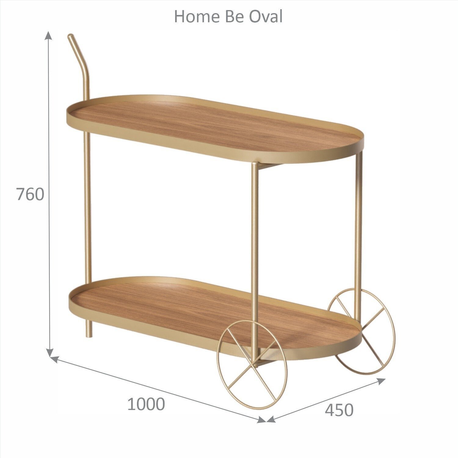 Carrinho Bar Oval 100cm X 45cm X 76cm Home Bee - 4