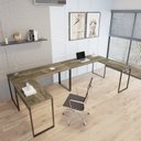 Ver imagem 1 de Kit 2 Mesas de Escritório em L Estilo Industrial 1,50mx1,50m Kuadra