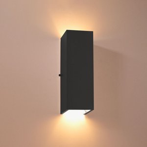 Arandela 2 Focos Fachos Grande 30cm Alumínio Preta St2771