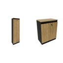 Ver imagem 2 de Kit 2 Peças Armário Escritório com 2 Portas com Chave, Balcão para Escritório com Chave e 2 Portas Preto/Amêndoa