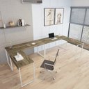 Ver imagem 1 de Kit 2 Mesas de Escritório em L Estilo Industrial 1,50mx1,50m Kuadra