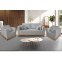Ver imagem 2 de Kit Sofá 3 Lugares e 2 Poltronas Beny Viena com Almofadas Decorativa Linho Cinza - Madeira Prima Dec