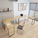 Ver imagem 1 de Kit 2 Mesas de Escritório em L Estilo Industrial 1,50mx1,50m Kuadra