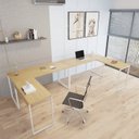 Ver imagem 1 de Kit 2 Mesas de Escritório em L Estilo Industrial 1,50mx1,50m Kuadra