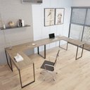 Ver imagem 1 de Kit 2 Mesas de Escritório em L Estilo Industrial 1,50mx1,50m Kuadra