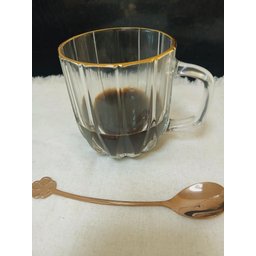Caneca de Vidro para Café Borda Dourada 200ml - 7