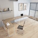 Ver imagem 1 de Kit 2 Mesas de Escritório em L Estilo Industrial 1,50mx1,50m Kuadra