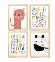 Ver imagem 1 de Kit Quadro Safari Alfabeto e Número Decorativo Infantil Quarto Criança Bebê Enxoval Infantil