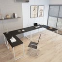 Ver imagem 1 de Conjunto 2 Mesas de Escritório em L Estilo 1,50MX1, Kuadra 150cm Preto Ônix e Branco Chess
