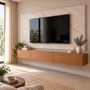 Ver imagem 6 de Rack Suspenso e Painel 1,80m para TV até 75 Polegadas com 2 Portas Basculantes Freijó Marmore