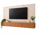 Ver imagem 2 de Rack Suspenso e Painel 1,80m para TV até 75 Polegadas com 2 Portas Basculantes Freijó Marmore