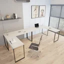 Ver imagem 1 de Kit 2 Mesas de Escritório em L Estilo Industrial 1,50mx1,50m Kuadra