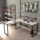 Ver imagem 3 de Kit 2 Mesas de Escritório em L Estilo Industrial 1,50mx1,50m Kuadra