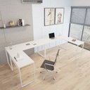 Ver imagem 1 de Kit 2 Mesas de Escritório em L Estilo Industrial 1,50mx1,50m Kuadra