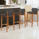 Ver imagem 2 de Kit 06 Banquetas Alta para Cozinha Sala de Jantar Bar Dara L02 Linho Cinza Escuro - Lyam Decor