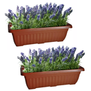 Ver imagem 2 de Kit 2 Unds Floreira 35cm Jardim Decoração 1marrom e 1 Preto