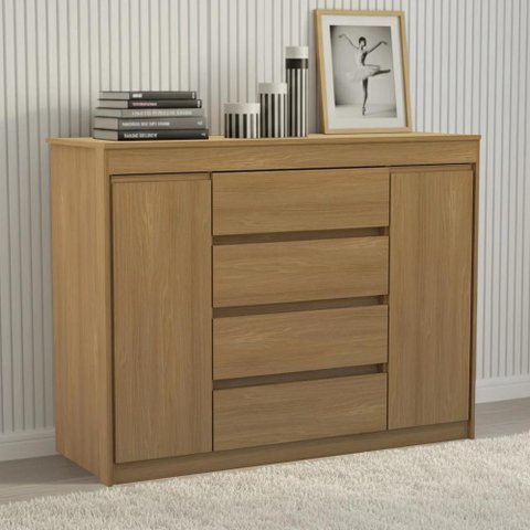 Cômoda Quarto 123cm 4 Gavetas 2 Portas Samira Freijó L01 - Mpozenato
