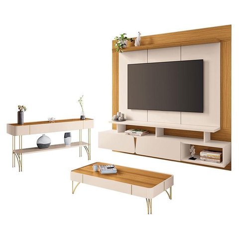 Home Suspenso Zenith Off White Cinamomo com Mesa de Centro Cadenza e Aparador Vivant Off White