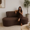 Ver imagem 3 de Sofá Orgânico Curvo Luxo Mavie 180cm Sala Bouclê Rose Marrom Liso