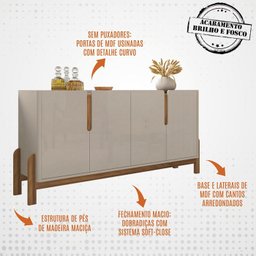 Cristaleira 050519 e Buffet 050518 para Sala Off White Cedro Dcasa - 3