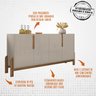 Cristaleira 050519 e Buffet 050518 para Sala Off White Cedro Dcasa - 3