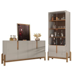 Cristaleira 050519 e Buffet 050518 para Sala Off White Cedro Dcasa
