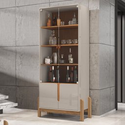 Cristaleira 050519 e Buffet 050518 para Sala Off White Cedro Dcasa - 2