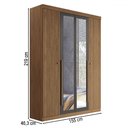 Ver imagem 4 de Guarda-roupa Casal Loanda 4 Portas 2 Gavetas Ripado Flex Jatoba/grafite com Espelho - Pnr Móveis