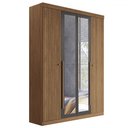 Ver imagem 2 de Guarda-roupa Casal Loanda 4 Portas 2 Gavetas Ripado Flex Jatoba/grafite com Espelho - Pnr Móveis