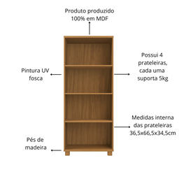 Multiuso Paris Nature com 2 Portas e Prateleiras Resistente de Mdf e Pés de Madeira - 2