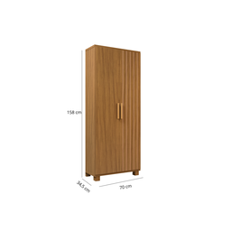 Multiuso Paris Nature com 2 Portas e Prateleiras Resistente de Mdf e Pés de Madeira - 3