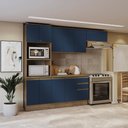 Ver imagem 1 de Armário de Cozinha Completa 100% Mdf 270cm Nogueira/azul Profundo Celeste Kappesberg