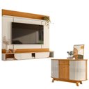 Ver imagem 1 de Painel para Tv Aura com Aparador para Sala Buffet Monza Cinamomo Off White - Madetec