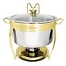 Rechaud Dourado Redondo Banho Maria Gourmet Aço Inox 8 Litros com Tampa de Vidro - Brinovar - 1