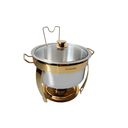 Ver imagem 2 de Rechaud Dourado Redondo Banho Maria Gourmet Aço Inox 8 Litros com Tampa de Vidro - Brinovar