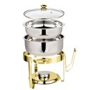 Ver imagem 3 de Rechaud Dourado Redondo Banho Maria Gourmet Aço Inox 8 Litros com Tampa de Vidro - Brinovar