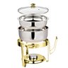 Rechaud Dourado Redondo Banho Maria Gourmet Aço Inox 8 Litros com Tampa de Vidro - Brinovar - 3
